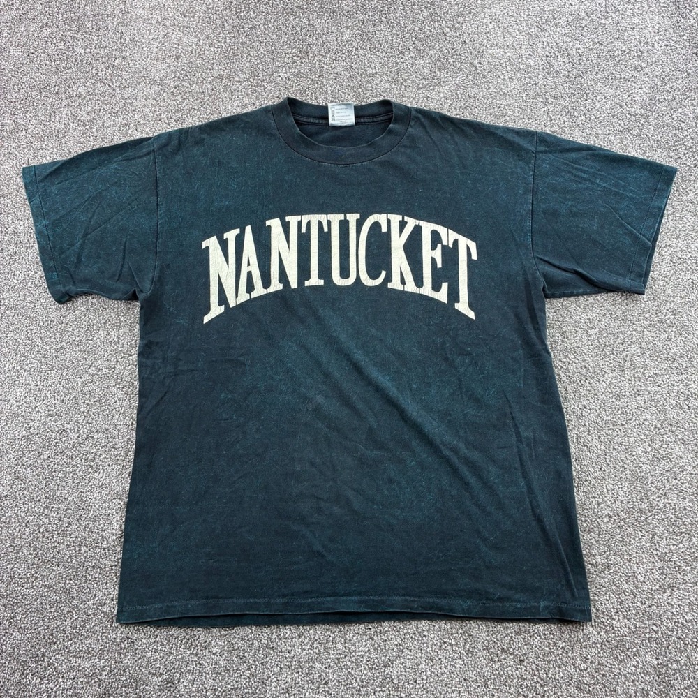 Vintage Nantucket Shirt Mens XL Black Cotton Acid Wash Single Stitch Travel